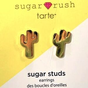Tarte Sugar Rush Gold Tone Cactus Post Earrings NWT